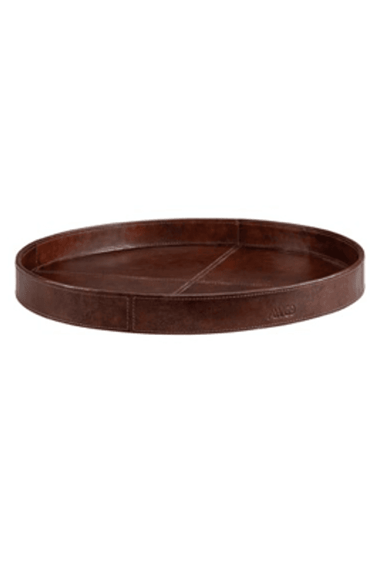 Tray round  - leather
